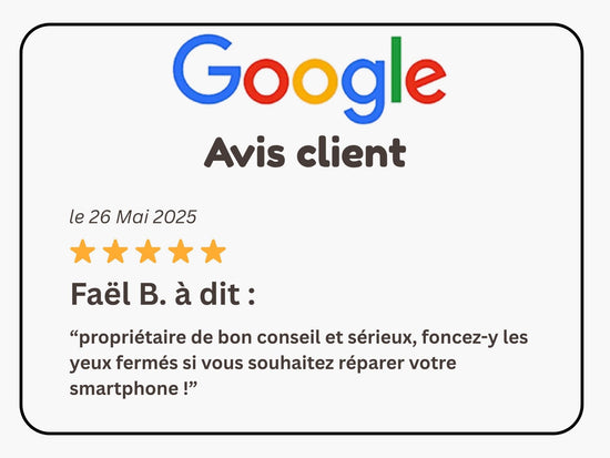 Avis positif de Faël B pour le réparateur de téléphone Neo Mobile™ à Aix en Provence