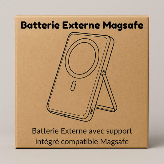 Batterie externe avec support intégré et compatible Magsafe en vente chez Neo Mobile à Aix en Provence